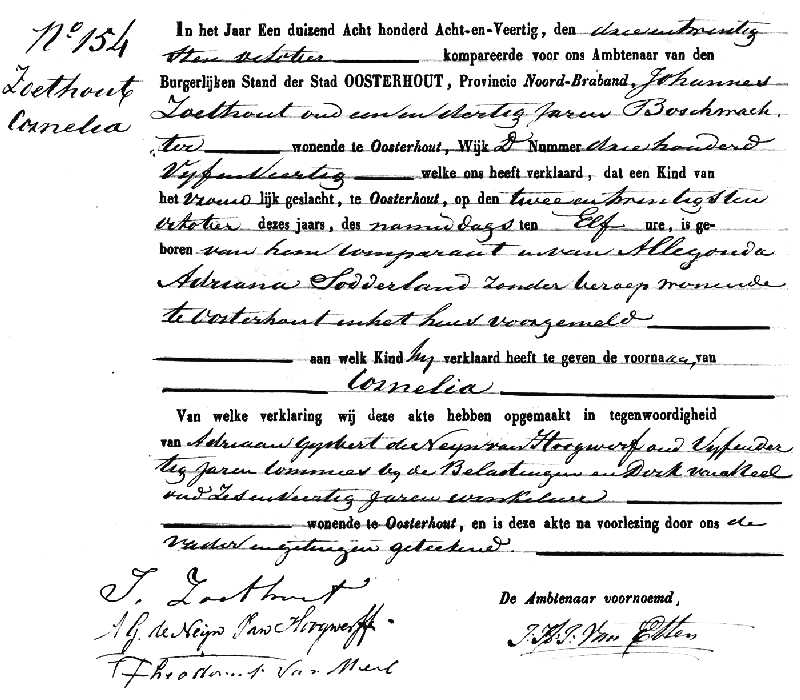 18481023 geb akte 154 Cornelia dv J Zoethout - A Sodderland